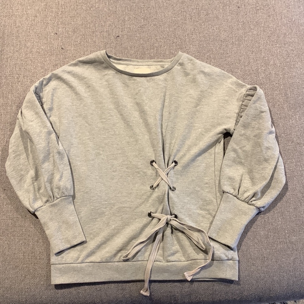 Olivia Warren Grey Sweatshirt - Crewneck - Tie on Side - Sample Size